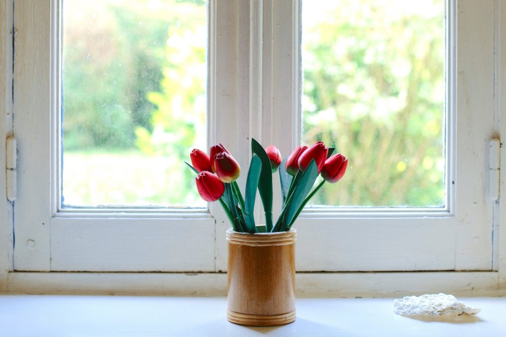 vase of tulips