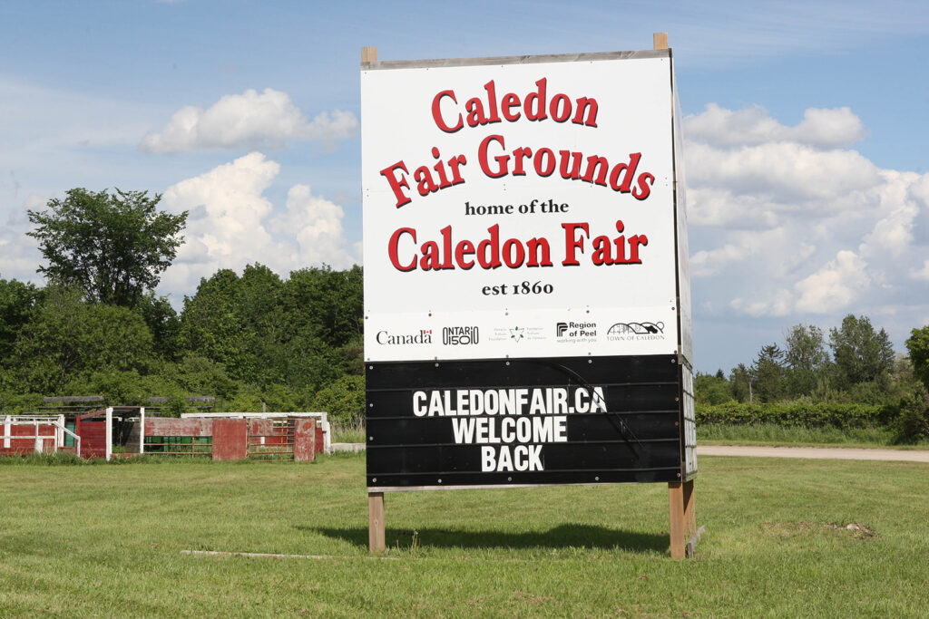 Sign to welcome visitors to Caledon Fair